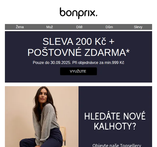 Bonprix: sleva 200 Kč + poštovné zdarma – červenec 2026 | Nuslet.cz