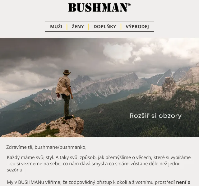 BUSHMAN: Udržitelné kousky se slevou až 55 % – Květen 2026