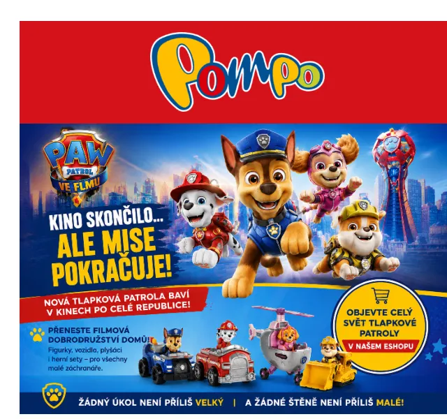 Pompo E-shop: Tlapková patrola hračky – srpna 2026 | Nuslet.cz