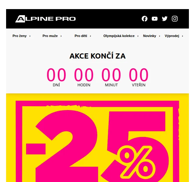 ALPINE PRO: SLEVA 25 % na vše nezlevněné – červenec 2026 | Nuslet.cz