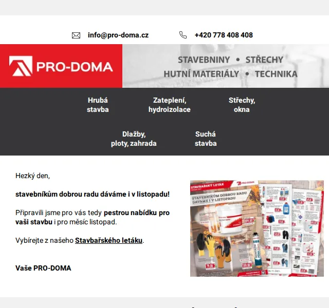 Pro-doma: Stavbařský leták a montážní pěna – červen 2026 | Nuslet.cz