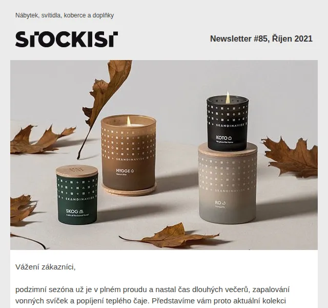 Stockist: Svíčky Skandinavisk a nábytek se slevou až 50 % – říjen 2021 | Nuslet.cz