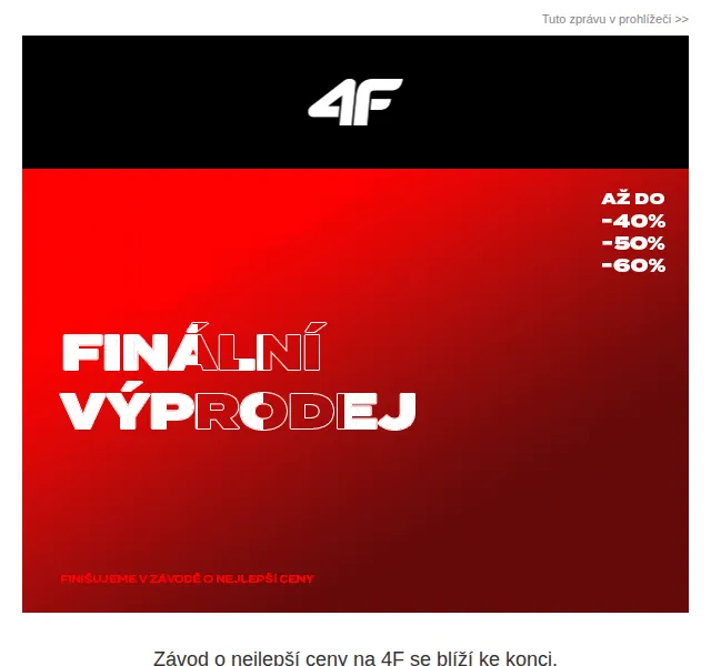 4Fstore.cz: Finální výprodej se slevami až 60 % – červenec 2026 | Nuslet.cz