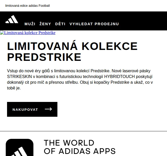 Adidas: limitovaná edice kopaček Predstrike – červenec 2026 | Nuslet.cz