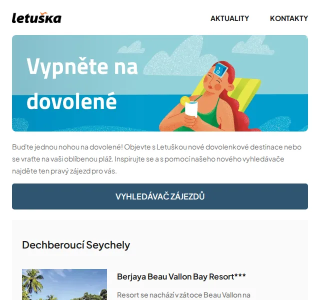 Letuška.cz: zájezdy Seychely, Egypt, Kuba – červenec 2026 | Nuslet.cz