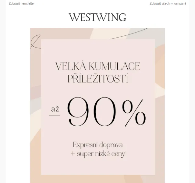 Westwing: MEGA OUTLET nábytek a dekorace – červen 2026 | Nuslet.cz
