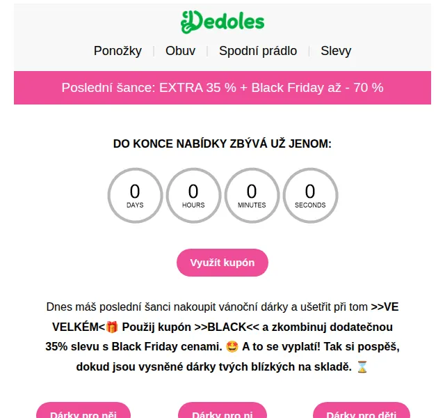 Dedoles: Extra 35 % na vše + Black Friday až -70 % – listopad 2024 | Nuslet.cz