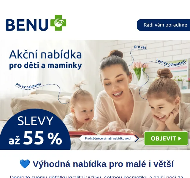 BENU E-shop: Sleva až 22 % na péči o děti a maminky – květen 2026 | Nuslet.cz