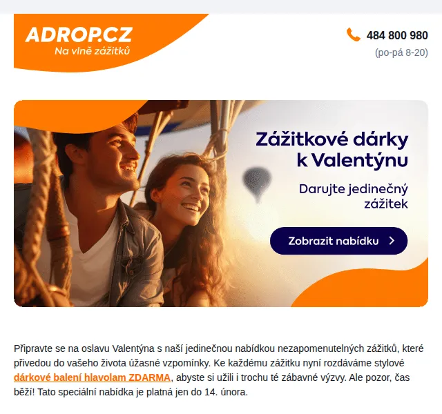 Adrop: Romantické zážitky na Valentýna – červenec 2026 | Nuslet.cz