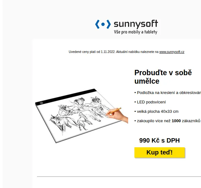 Sunnysoft: LED podložka na kreslení, BACtrack S80 Pro – červen 2026 | Nuslet.cz