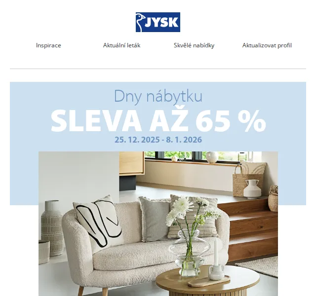 JYSK: Nábytok až -50 % – duben 2026 | Nuslet.cz
