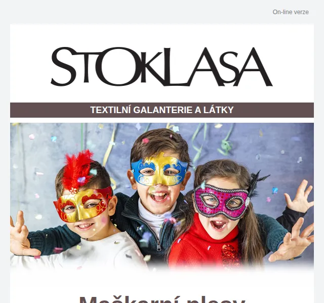 Stoklasa: kostýmy, masky a škrabošky pro děti i dospělé – červenec 2026 | Nuslet.cz