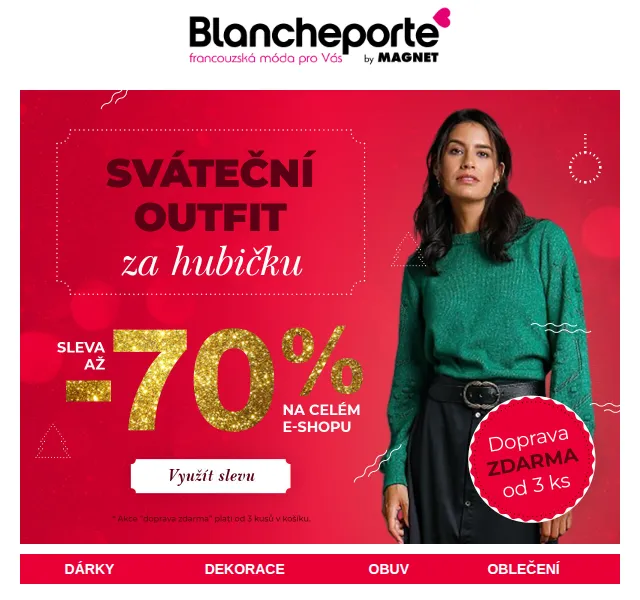 Blancheporte: Vánoční dresscode se slevou až 70 % – červenec 2026 | Nuslet.cz