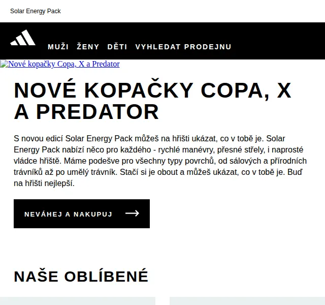 adidas: Solar Energy Pack kopačky – červenec 2026 | Nuslet.cz
