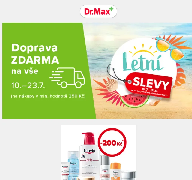 Dr.Max E-shop: SLEVA až 200 Kč na značku EUCERIN – červenec 2026 | Nuslet.cz