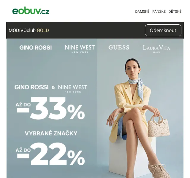 Eobuv.cz: Gino Rossi a Nine West sleva -33 % – květen 2026