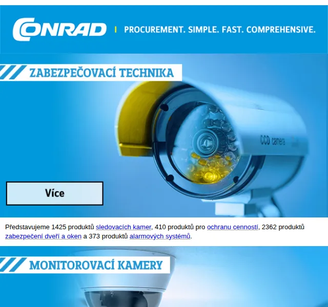 Conrad Electronic: Bezpečnostní kamery a alarmy skladem – červen 2026 | Nuslet.cz