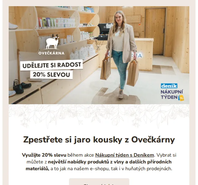 Ovečkárna: sleva 20 % na vlněné produkty – červenec 2026 | Nuslet.cz