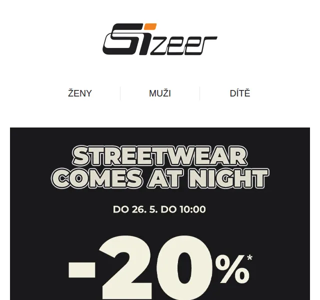 Sizeer: -20 % na streetwear – červen 2026 | Nuslet.cz