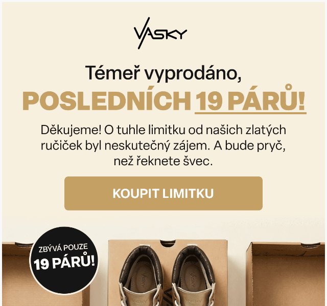 Vasky: Poslední kusy bot – duben 2026 | Nuslet.cz
