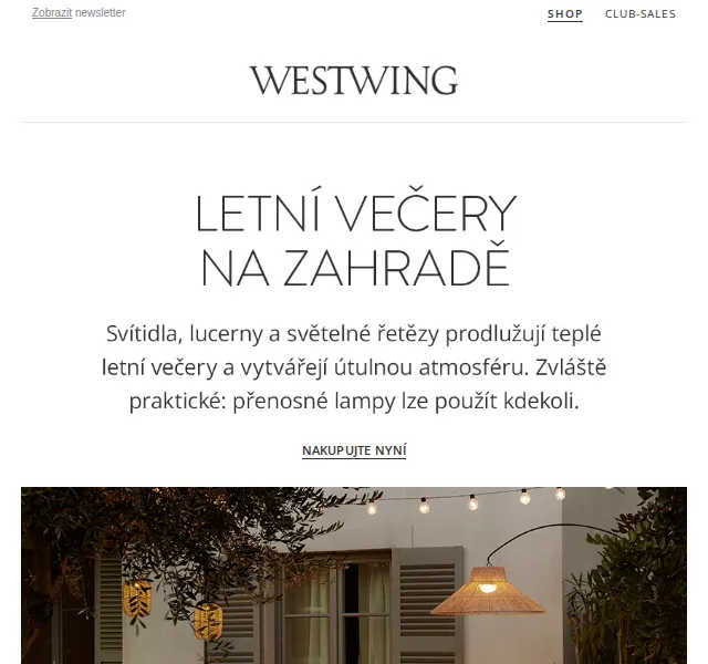 WestwingNow: Svítidla na balkony a terasy od Menu, Broste Copenhagen – červenec 2026 | Nuslet.cz
