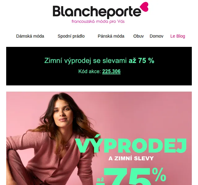 Blancheporte: Zimní výprodej až -75 % – duben 2026