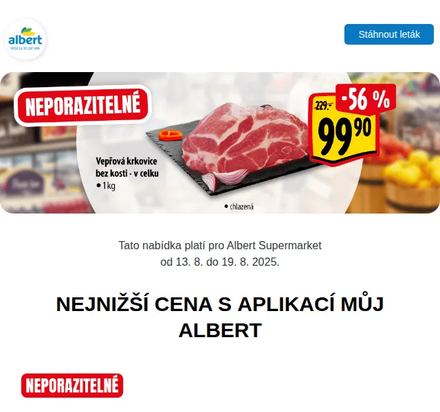 Albert: Florian jogurt 9,90 Kč a Svijanský Máz 10,90 Kč – srpen 2025 | Nuslet.cz