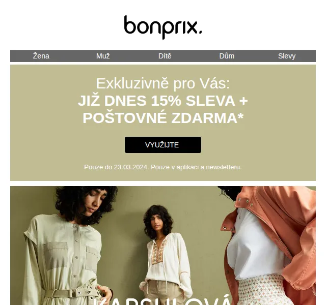 bonprix: 15% sleva a poštovné zdarma – březen 2024 | Nuslet.cz