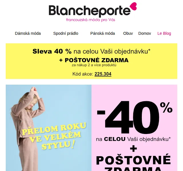 Blancheporte: 40 % sleva na módu – duben 2026 | Nuslet.cz