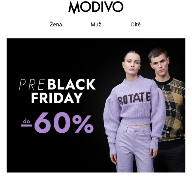 Modivo: Pre-BLACK FRIDAY slevy až -60 % – červen 2026 | Nuslet.cz