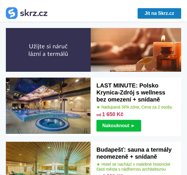 Skrz: Wellness pobyty od 1 650 Kč – červen 2026 | Nuslet.cz