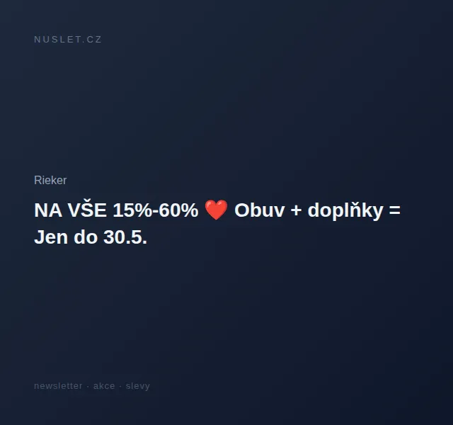 Rieker: slevy 15-60 % na obuv a doplňky – červen 2026 | Nuslet.cz
