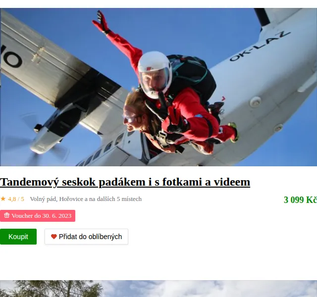 Slevomat: Tandemový seskok s padákem od 3 099 Kč – červenec 2026 | Nuslet.cz