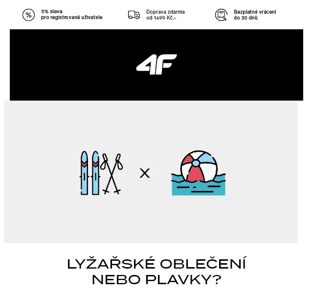 4Fstore: lyžařské oblečení nebo plavky – červenec 2026 | Nuslet.cz