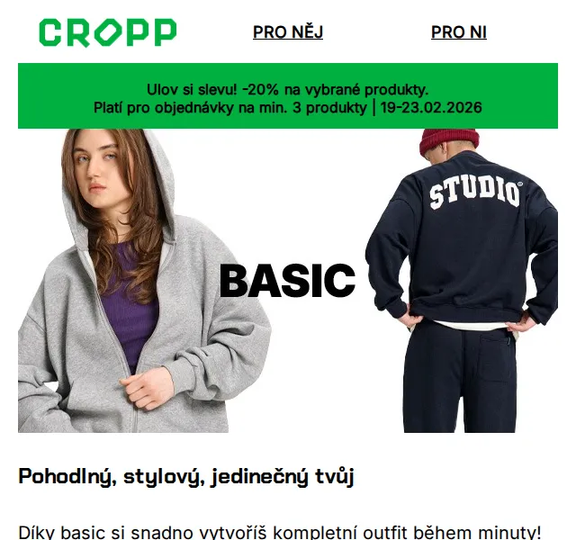 Cropp: Slevy na basic kolekci – duben 2026 | Nuslet.cz