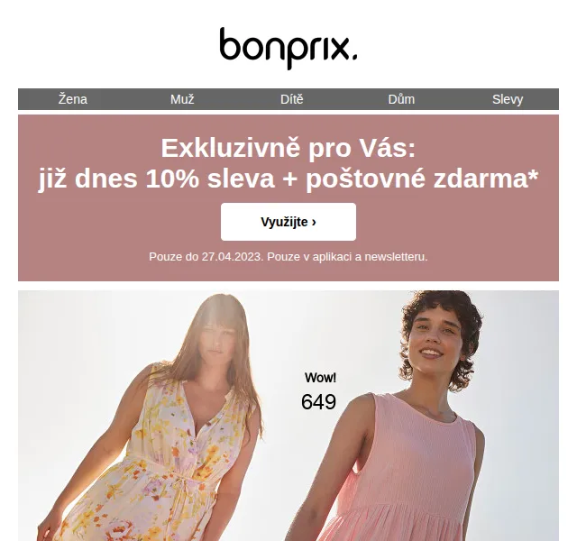 bonprix: 10% sleva + poštovné zdarma – červen 2026 | Nuslet.cz