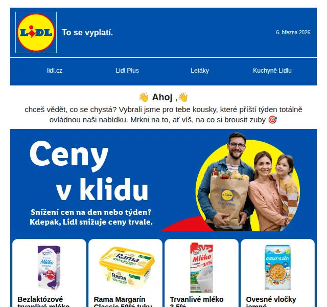Lidl: sleva až 47 % na potraviny a zahradní vybavení – březen 2026
