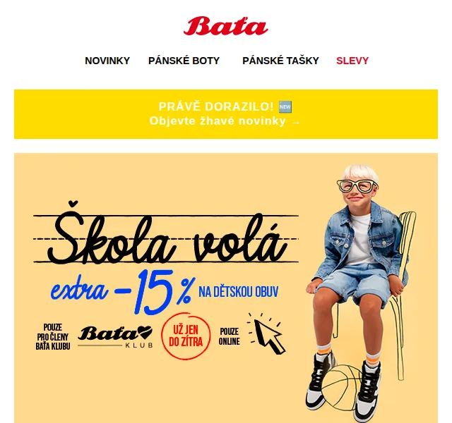 Baťa: 15% sleva na dětskou obuv – červenec 2026 | Nuslet.cz
