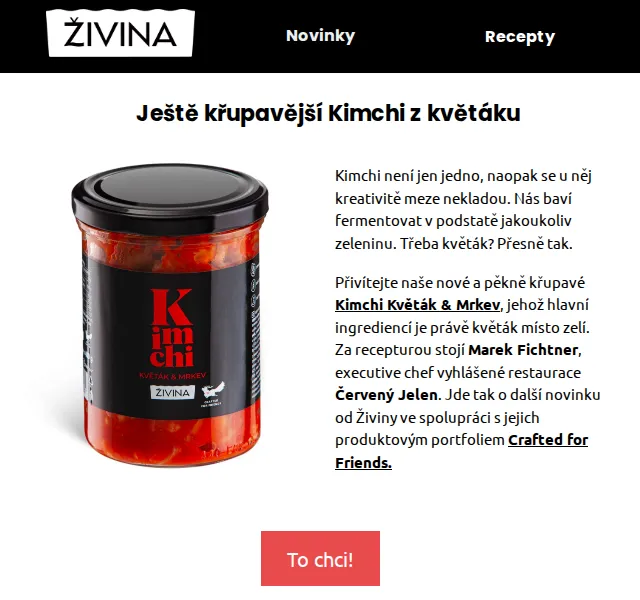 Živina: Květákové Kimchi od Marka Fichtnera – červenec 2026 | Nuslet.cz