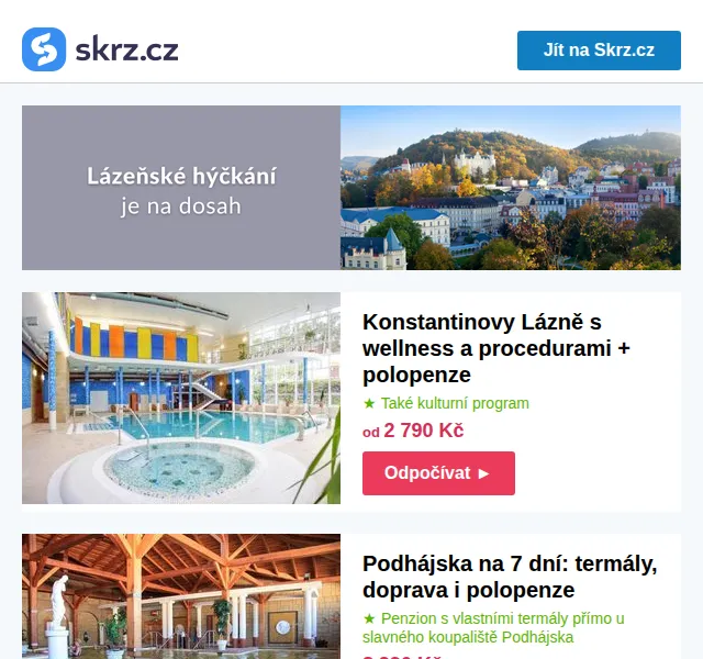 Skrz.cz: lázně od 1 491 Kč – červenec 2026 | Nuslet.cz
