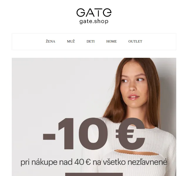 Gate.shop: 10€ kupón na vše – červenec 2026 | Nuslet.cz