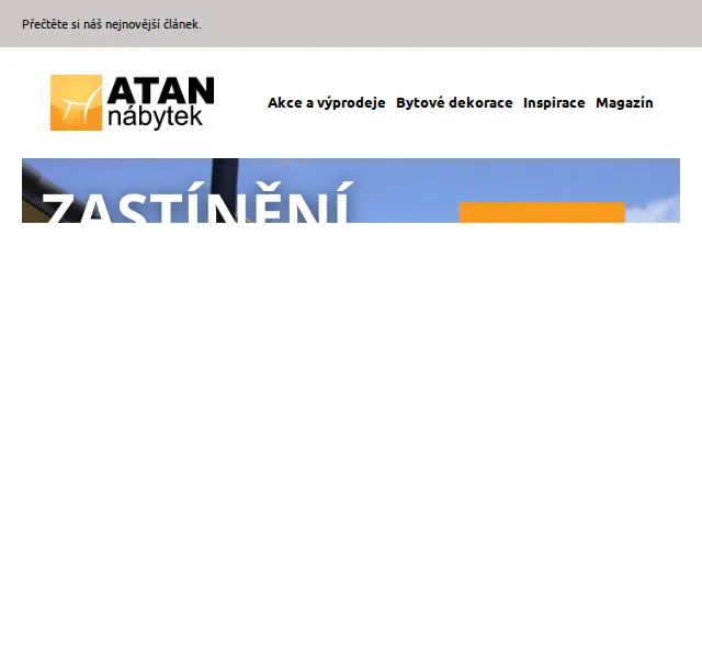 ATAN nábytek: 4 typy zastínění – červenec 2026 | Nuslet.cz