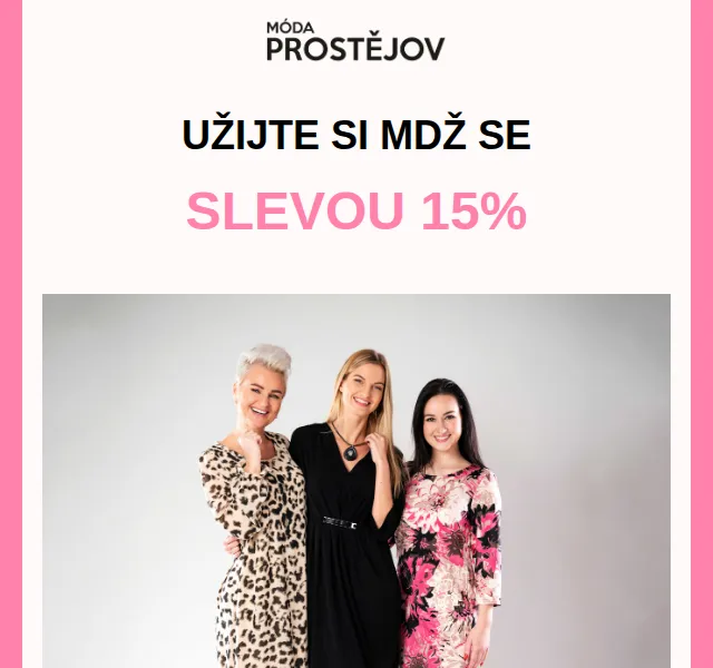 Móda Prostějov: sleva 15 % na celou dámskou kolekci – červen 2026 | Nuslet.cz