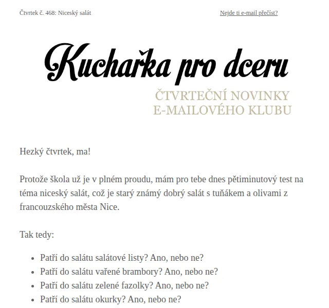 Florentýna: Recept na niceský salát – červenec 2026 | Nuslet.cz