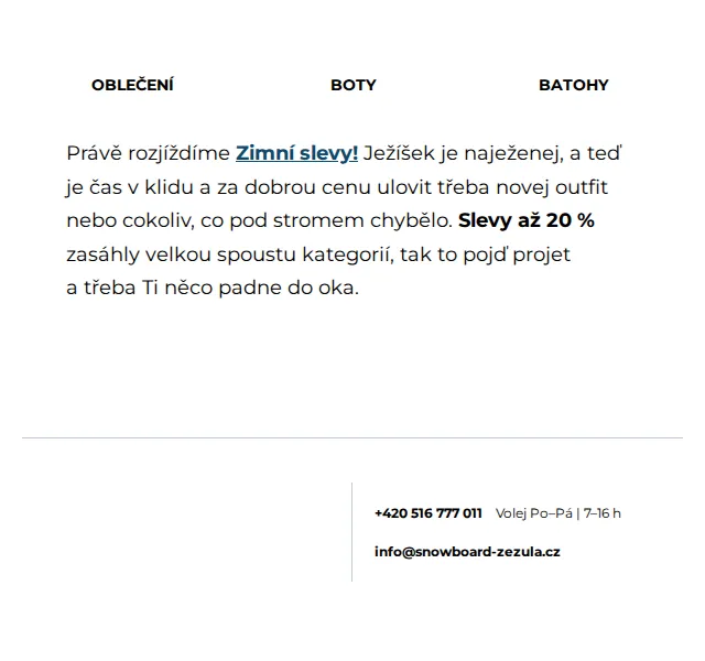SNOWBOARD ZEZULA: Zimní slevy až 20 % – červenec 2026 | Nuslet.cz