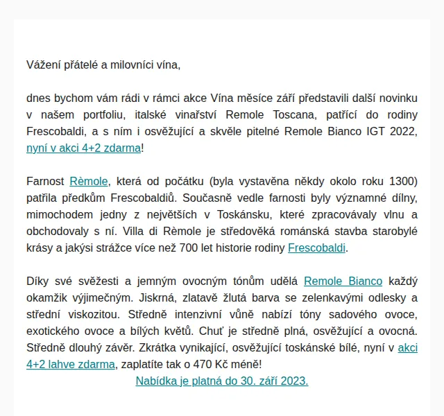 Premier Wines & Spirits | Remole Bianco 2022 akce 4+2 – červenec 2026 | Nuslet.cz