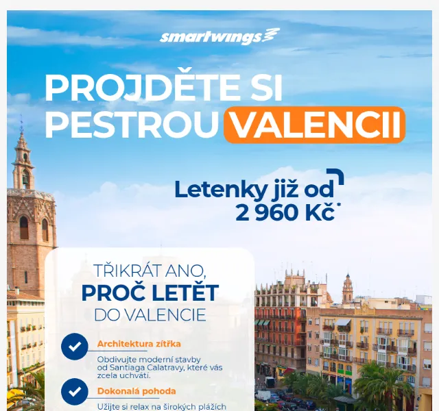 Letenky do Valencie již od 2 950 Kč | Smartwings