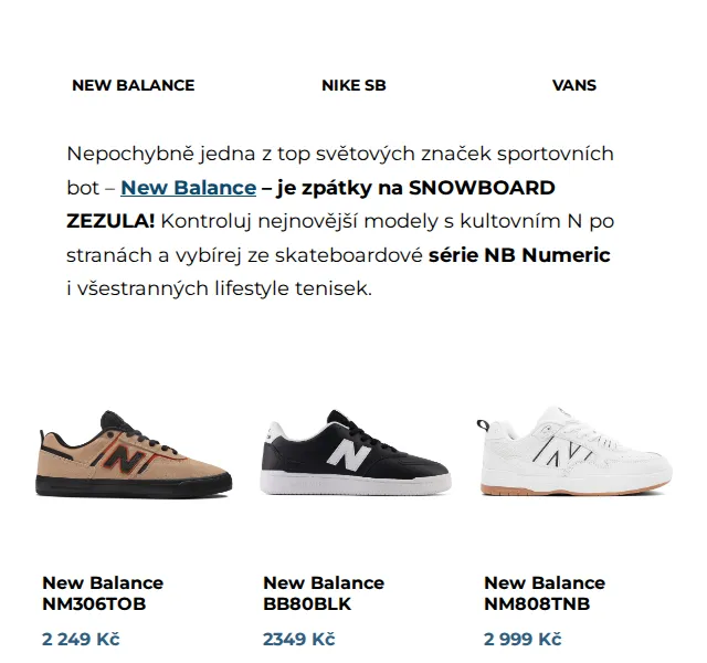 SNOWBOARD ZEZULA: New Balance tenisky od 2 249 Kč – červenec 2026 | Nuslet.cz