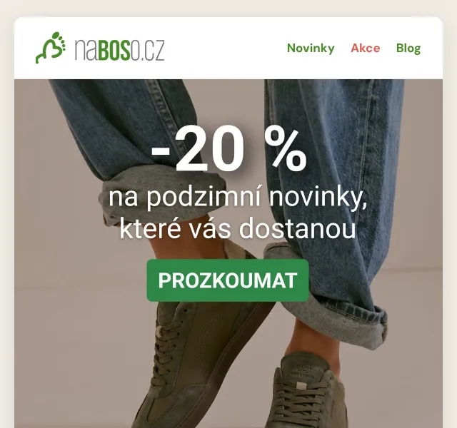 naBOSo: Sleva 20 % na podzimní boty – září 2026