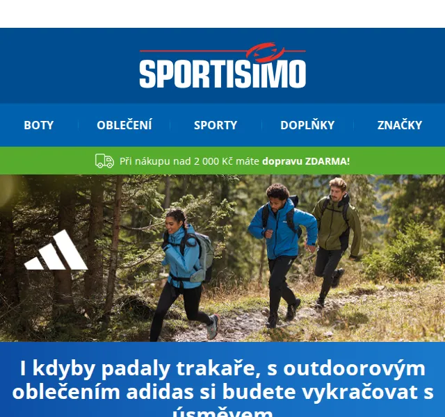 Sportisimo: adidas outdoor – slevy až 34 % – červen 2026 | Nuslet.cz